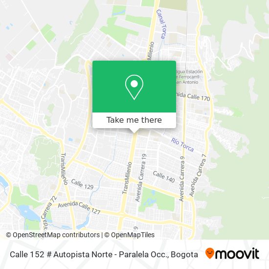 Calle 152 # Autopista Norte - Paralela Occ. map