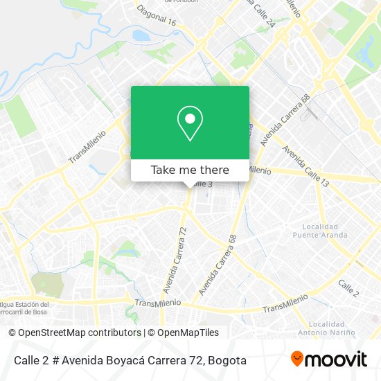 Mapa de Calle 2 # Avenida Boyacá Carrera 72