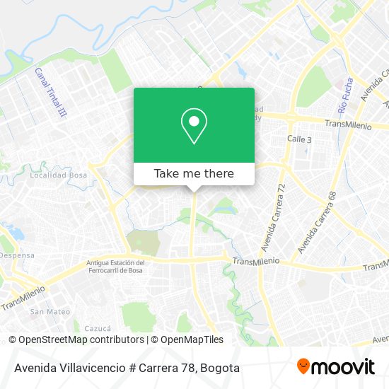 Avenida Villavicencio # Carrera 78 map