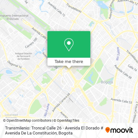 Transmilenio: Troncal Calle 26 - Avenida El Dorado # Avenida De La Constitución map