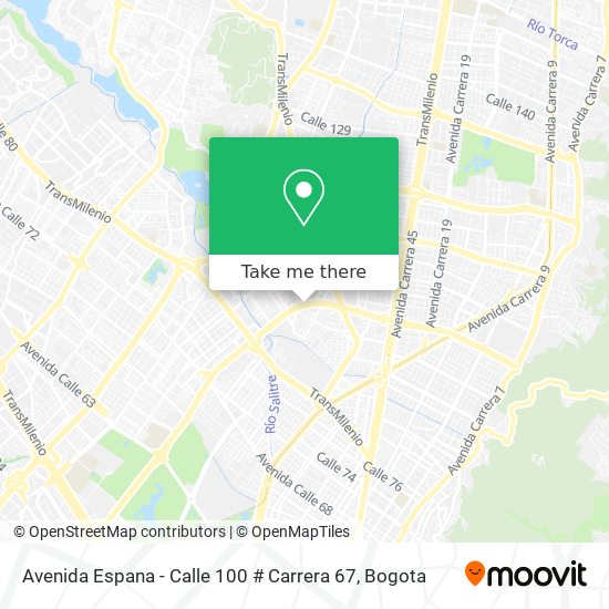 Avenida Espana - Calle 100 # Carrera 67 map