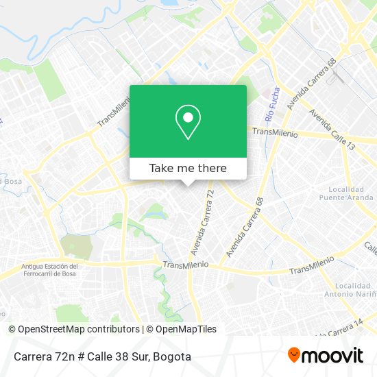 Carrera 72n # Calle 38 Sur map