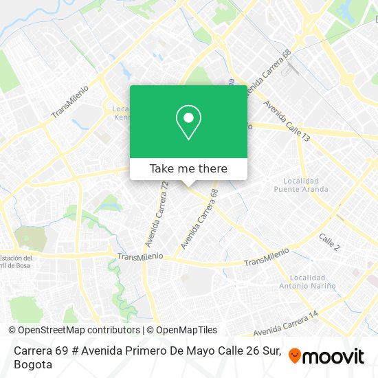 Mapa de Carrera 69 # Avenida Primero De Mayo Calle 26 Sur