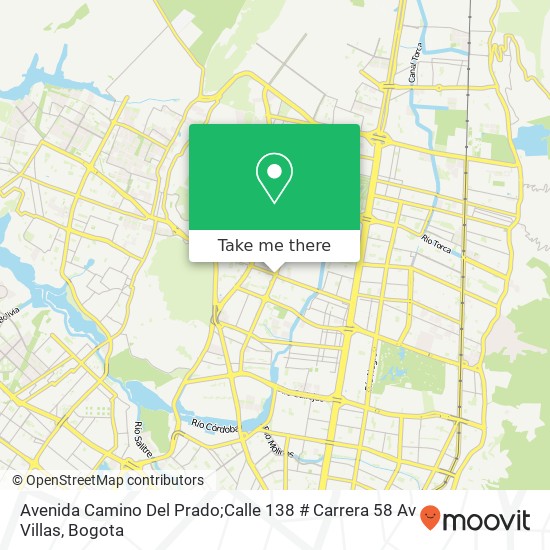 Avenida Camino Del Prado;Calle 138 # Carrera 58 Av Villas map