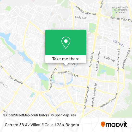 Mapa de Carrera 58 Av Villas # Calle 128a