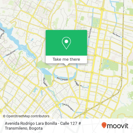 Mapa de Avenida Rodrigo Lara Bonilla - Calle 127 # Transmileno