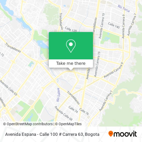 Avenida Espana - Calle 100 # Carrera 63 map
