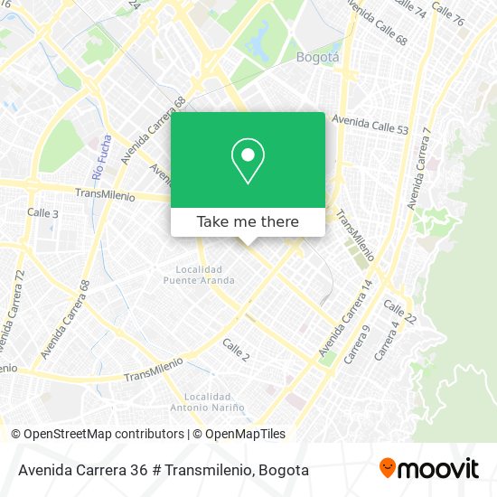 Avenida Carrera 36 # Transmilenio map