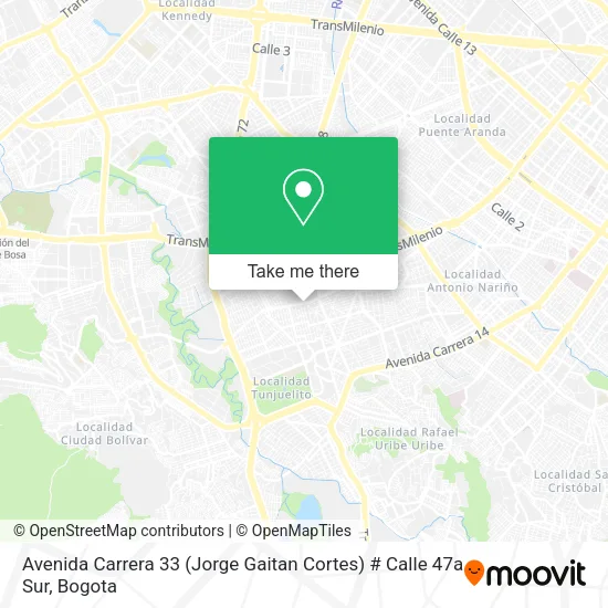 Mapa de Avenida Carrera 33 (Jorge Gaitan Cortes) # Calle 47a Sur
