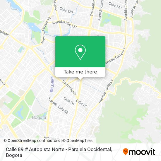 Calle 89 # Autopista Norte - Paralela Occidental map