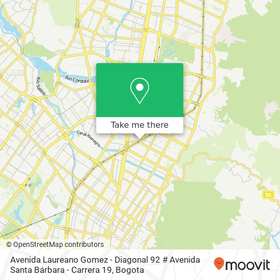 Avenida Laureano Gomez - Diagonal 92 # Avenida Santa Bárbara - Carrera 19 map