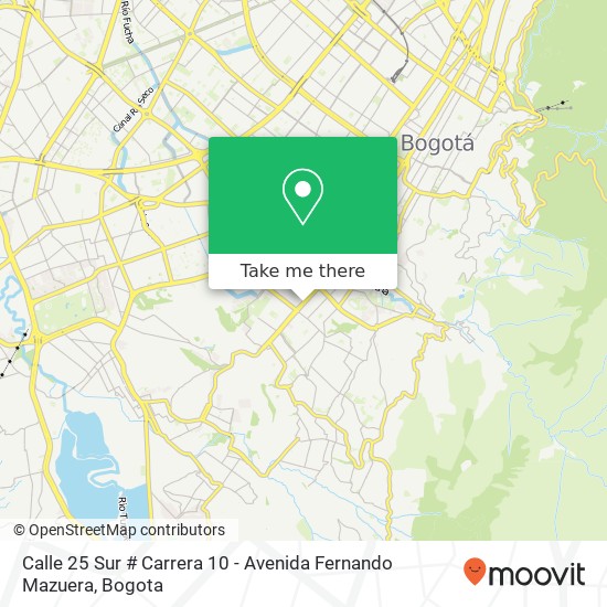 Mapa de Calle 25 Sur # Carrera 10 - Avenida Fernando Mazuera