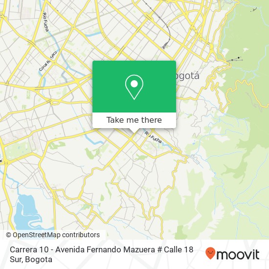 Carrera 10 - Avenida Fernando Mazuera # Calle 18 Sur map