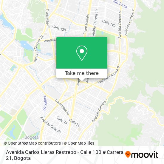 Avenida Carlos Lleras Restrepo - Calle 100 # Carrera 21 map