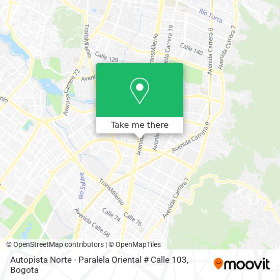 Autopista Norte - Paralela Oriental # Calle 103 map