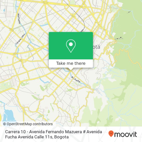 Carrera 10 - Avenida Fernando Mazuera # Avenida Fucha Avenida Calle 11s map