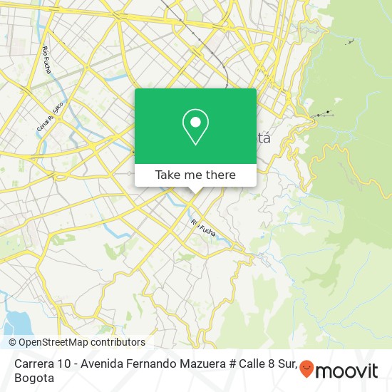 Carrera 10 - Avenida Fernando Mazuera # Calle 8 Sur map