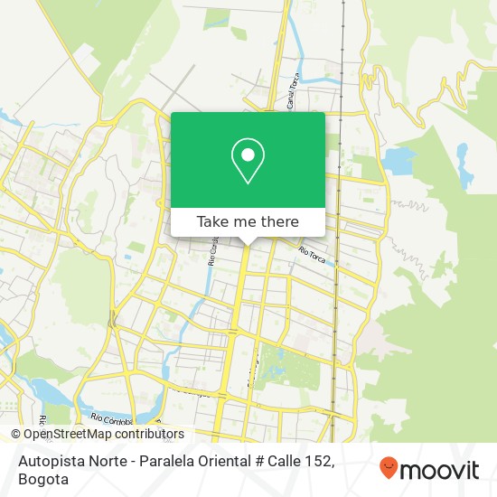 Autopista Norte - Paralela Oriental # Calle 152 map