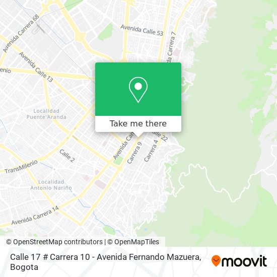 Mapa de Calle 17 # Carrera 10 - Avenida Fernando Mazuera