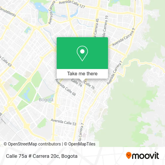 Mapa de Calle 75a # Carrera 20c