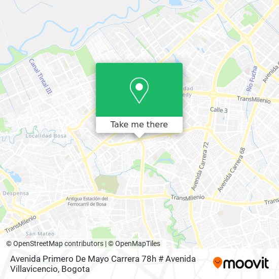 Avenida Primero De Mayo Carrera 78h # Avenida Villavicencio map