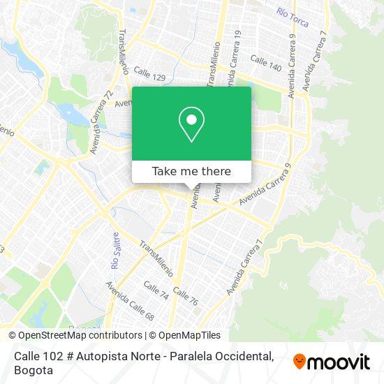 Mapa de Calle 102 # Autopista Norte - Paralela Occidental