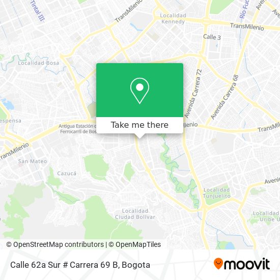 Mapa de Calle 62a Sur # Carrera 69 B