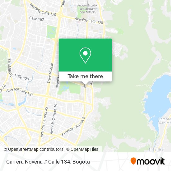 Carrera Novena # Calle 134 map