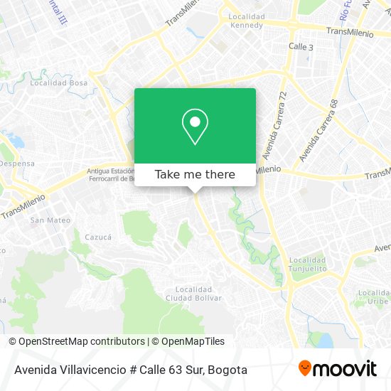Avenida Villavicencio # Calle 63 Sur map