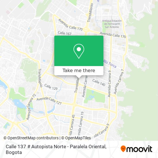 Mapa de Calle 137 # Autopista Norte - Paralela Oriental