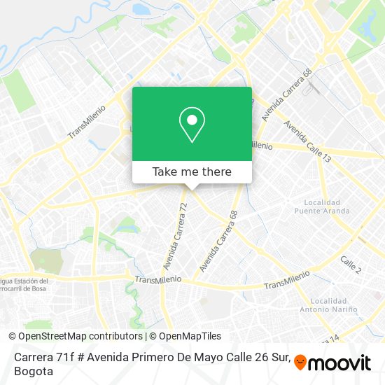 Mapa de Carrera 71f # Avenida Primero De Mayo Calle 26 Sur