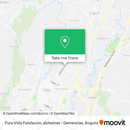 Mapa de Pura Vida Fundación, alzheimer - Demencias