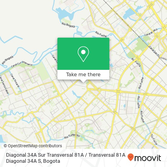 Mapa de Diagonal 34A Sur Transversal 81A / Transversal 81A Diagonal 34A S