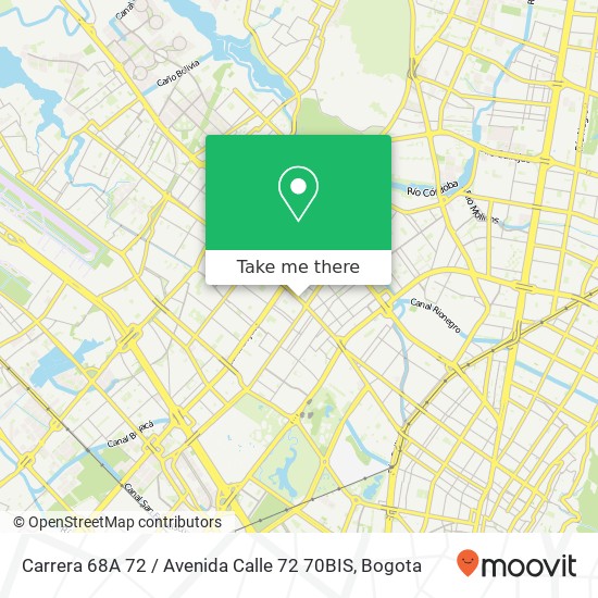 Mapa de Carrera 68A 72 / Avenida Calle 72 70BIS