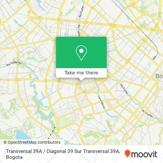 Mapa de Transversal 39A / Diagonal 39 Sur Transversal 39A