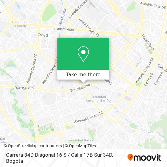 Mapa de Carrera 34D Diagonal 16 S / Calle 17B Sur 34D