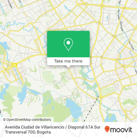 Mapa de Avenida Ciudad de Villavicencio / Diagonal 67A Sur Transversal 70D