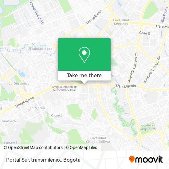 Portal Sur, transmilenio. map