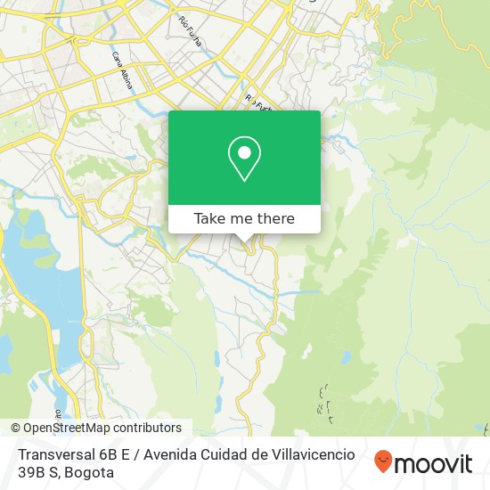 Transversal 6B E / Avenida Cuidad de Villavicencio 39B S map