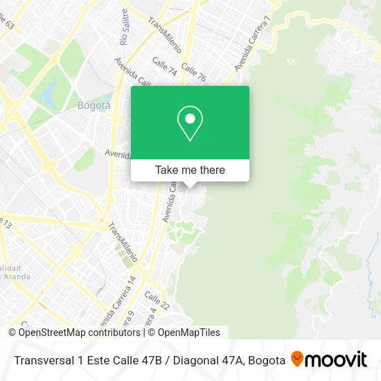 Mapa de Transversal 1 Este Calle 47B / Diagonal 47A