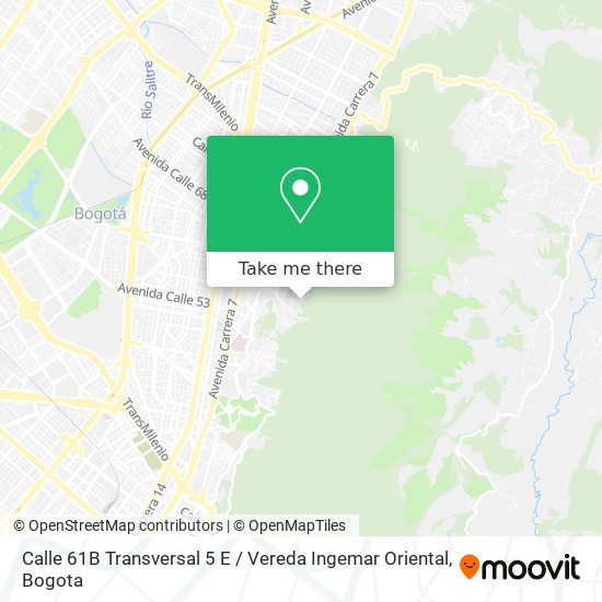 Calle 61B Transversal 5 E / Vereda Ingemar Oriental map