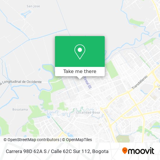 Mapa de Carrera 98D 62A S / Calle 62C Sur 112