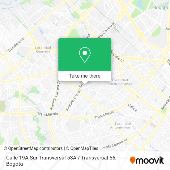 Calle 19A Sur Transversal 53A / Transversal 56 map