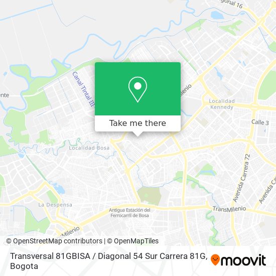 Mapa de Transversal 81GBISA / Diagonal 54 Sur Carrera 81G