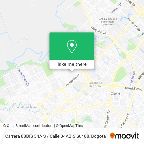 Mapa de Carrera 88BIS 34A S / Calle 34ABIS Sur 88