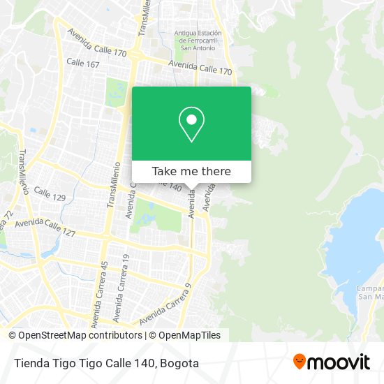 Mapa de Tienda Tigo Tigo Calle 140