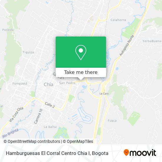Mapa de Hamburguesas El Corral Centro Chia I