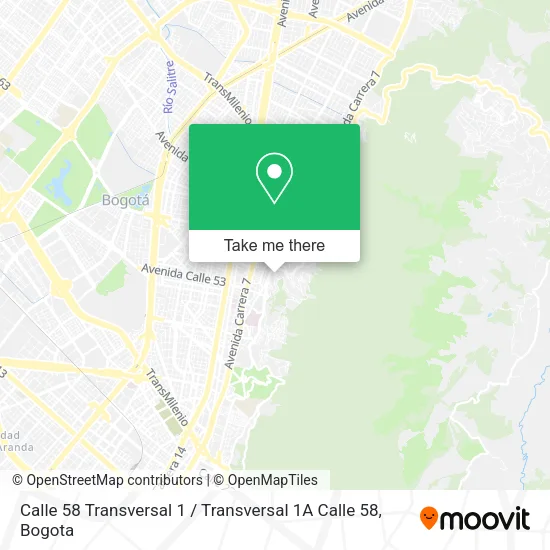 Calle 58 Transversal 1 / Transversal 1A Calle 58 map