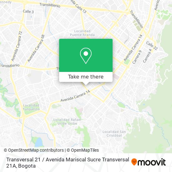 Transversal 21 / Avenida Mariscal Sucre Transversal 21A map