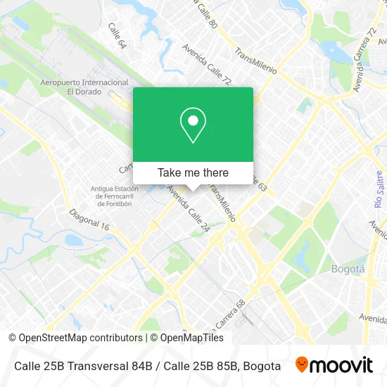 Mapa de Calle 25B Transversal 84B / Calle 25B 85B